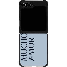 Coque Samsung Galaxy Z Flip5 - Silicone rigide noir Valentine 2024 mucho amor azul