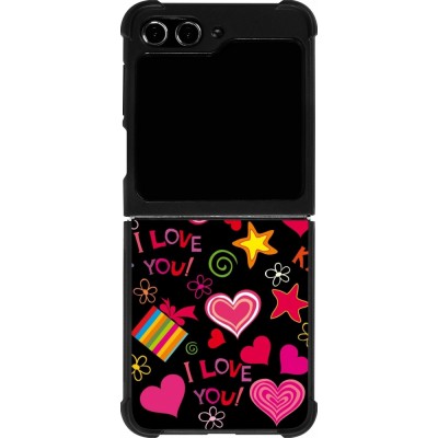 Samsung Galaxy Z Flip5 Case Hülle - Silikon schwarz Valentine 2023 love symbols