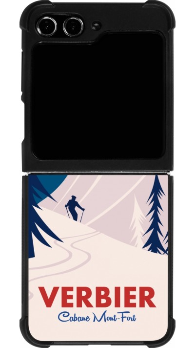 Samsung Galaxy Z Flip5 Case Hülle - Silikon schwarz Verbier Cabane Mont-Fort