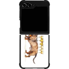 Coque Samsung Galaxy Z Flip5 - Silicone rigide noir Wine Teckel