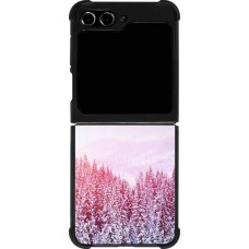 Coque Samsung Galaxy Z Flip5 - Silicone rigide noir Winter 22 Pink Forest
