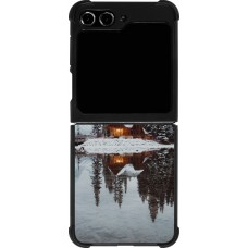 Samsung Galaxy Z Flip5 Case Hülle - Silikon schwarz Winter 25 Winter house forest afternoon