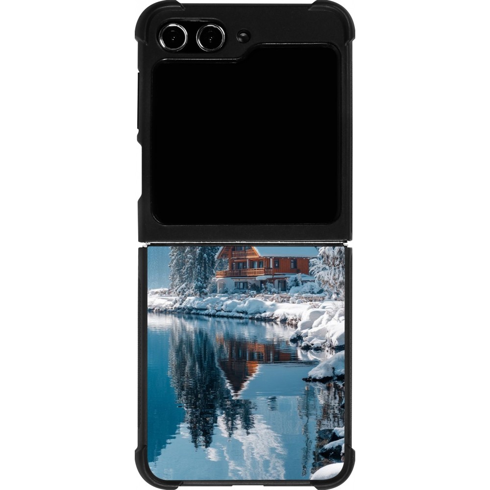 Samsung Galaxy Z Flip5 Case Hülle - Silikon schwarz Winter 25 Winter house forest day