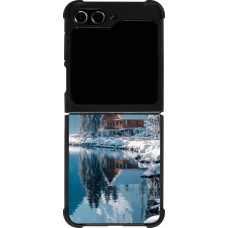 Samsung Galaxy Z Flip5 Case Hülle - Silikon schwarz Winter 25 Winter house forest day