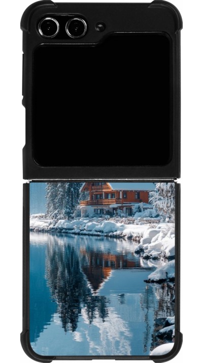 Samsung Galaxy Z Flip5 Case Hülle - Silikon schwarz Winter 25 Winter house forest day
