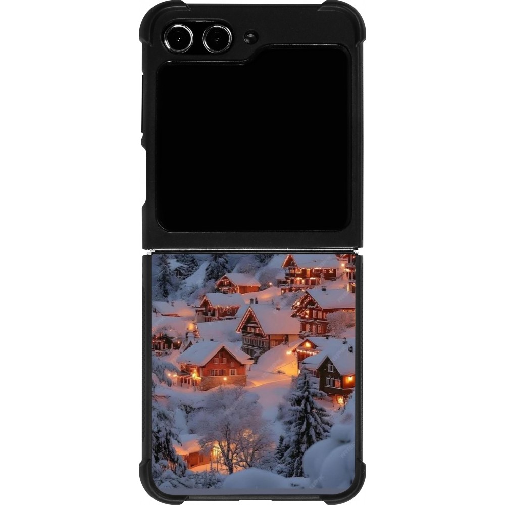 Samsung Galaxy Z Flip5 Case Hülle - Silikon schwarz Winter 25 Winter snowy village