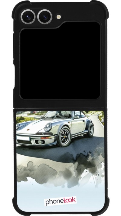Coque Samsung Galaxy Z Flip6 - Silicone rigide noir Porsche 911 Mountain Watercolor