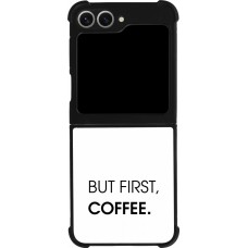 Samsung Galaxy Z Flip6 Case Hülle - Silikon schwarz But first Coffee