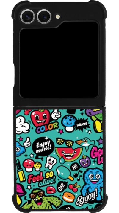 Samsung Galaxy Z Flip6 Case Hülle - Silikon schwarz Cartoons old school