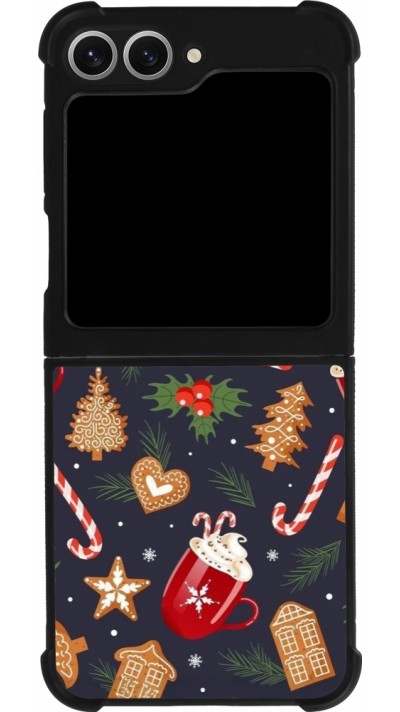 Samsung Galaxy Z Flip6 Case Hülle - Silikon schwarz Christmas 25 Pattern Gingerbread House