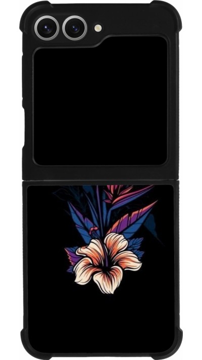 Samsung Galaxy Z Flip6 Case Hülle - Silikon schwarz Dark Flowers