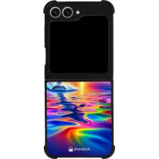 Samsung Galaxy Z Flip6 Case Hülle - Silikon schwarz Glücklicher Regenbogen-Delfin