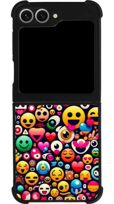 Samsung Galaxy Z Flip6 Case Hülle - Silikon schwarz Emoji Mix Farbe
