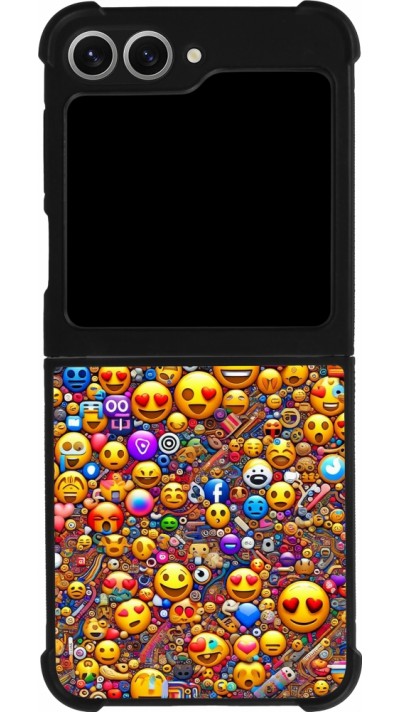 Samsung Galaxy Z Flip6 Case Hülle - Silikon schwarz Emoji gemischt