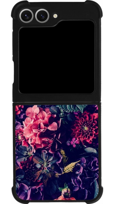 Samsung Galaxy Z Flip6 Case Hülle - Silikon schwarz Flowers Dark
