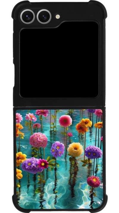 Samsung Galaxy Z Flip6 Case Hülle - Silikon schwarz Blumenmeer Wellen
