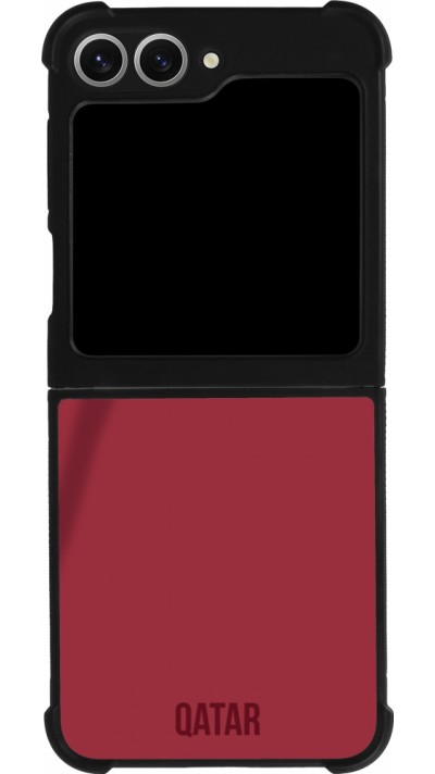 Coque Samsung Galaxy Z Flip6 - Silicone rigide noir Maillot de football Qatar 2022 personnalisable