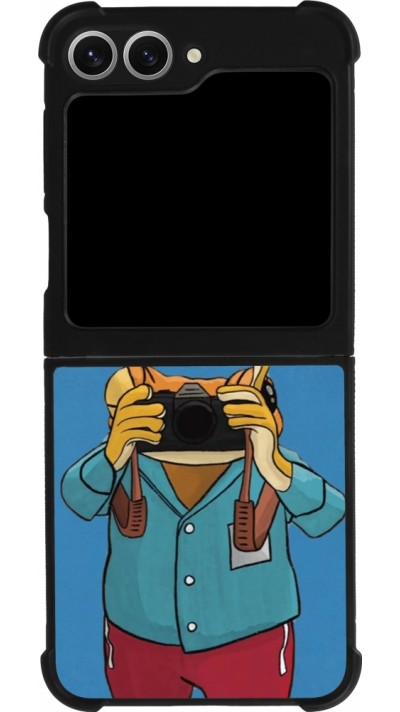 Coque Samsung Galaxy Z Flip6 - Silicone rigide noir Frog with camera DTMF