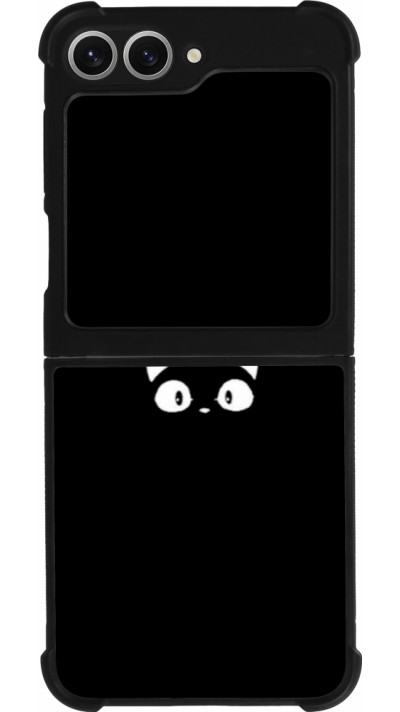 Samsung Galaxy Z Flip6 Case Hülle - Silikon schwarz Funny cat on black