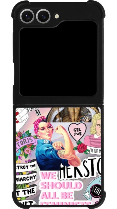Samsung Galaxy Z Flip6 Case Hülle - Silikon schwarz Girl Power Collage