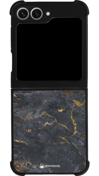 Samsung Galaxy Z Flip6 Case Hülle - Silikon schwarz Grey Gold Marble