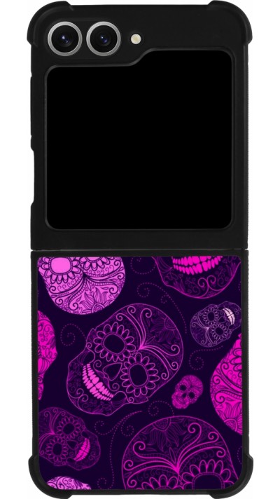 Samsung Galaxy Z Flip6 Case Hülle - Silikon schwarz Halloween 2023 pink skulls