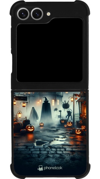 Samsung Galaxy Z Flip6 Case Hülle - Silikon schwarz Halloween Spukstadt