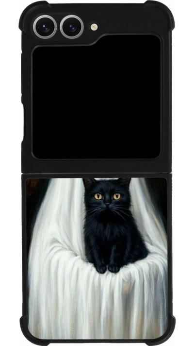 Samsung Galaxy Z Flip6 Case Hülle - Silikon schwarz Halloween 2025 Ghost with black cat