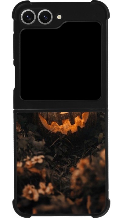 Samsung Galaxy Z Flip6 Case Hülle - Silikon schwarz Halloween 2025 Pumpkin with flowers