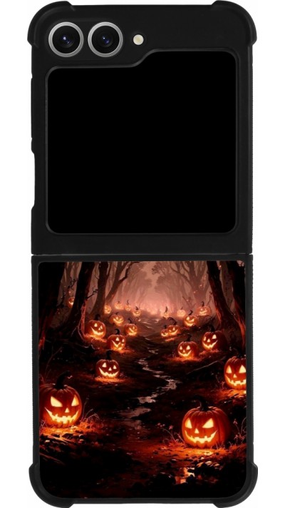 Samsung Galaxy Z Flip6 Case Hülle - Silikon schwarz Halloween 2025 Road of Terrifying Pumpkins