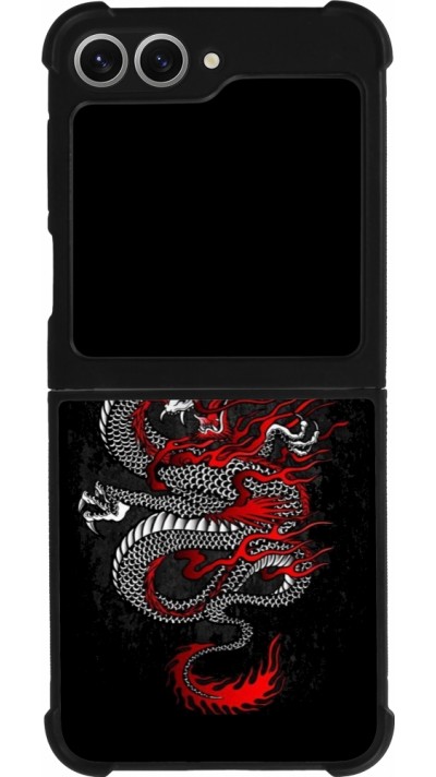 Samsung Galaxy Z Flip6 Case Hülle - Silikon schwarz Japanese style Dragon Tattoo Red Black