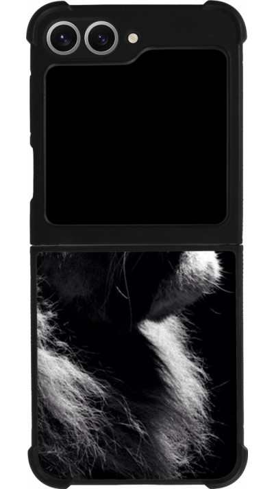 Samsung Galaxy Z Flip6 Case Hülle - Silikon schwarz Lion looking up