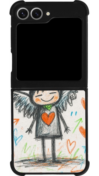 Samsung Galaxy Z Flip6 Case Hülle - Silikon schwarz Little Angel Sketch Love