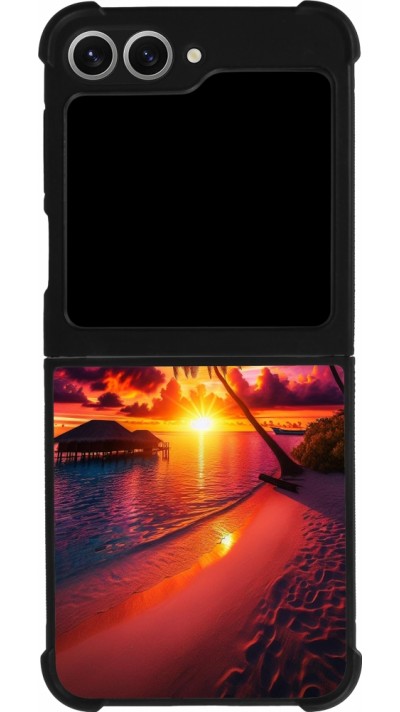 Samsung Galaxy Z Flip6 Case Hülle - Silikon schwarz Malediven Abenddämmerung Glückseligkeit