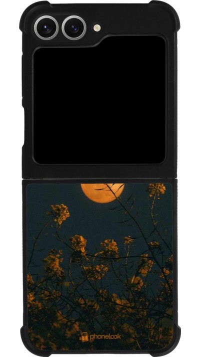 Coque Samsung Galaxy Z Flip6 - Silicone rigide noir Moon Flowers