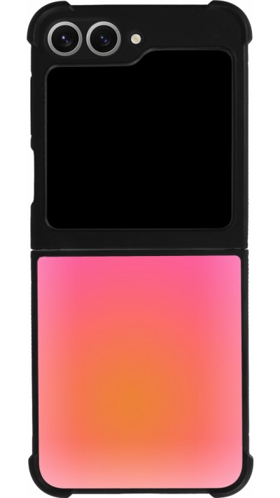 Coque Samsung Galaxy Z Flip6 - Silicone rigide noir Orange Pink Blue Gradient