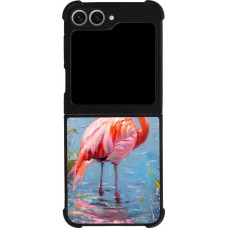 Samsung Galaxy Z Flip6 Case Hülle - Silikon schwarz Paint Flamingo