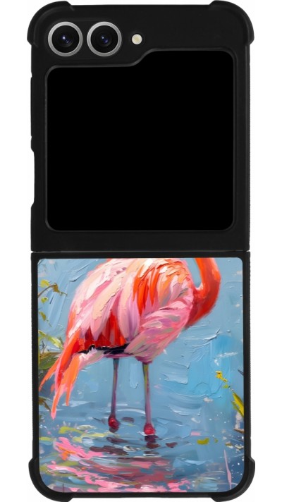 Coque Samsung Galaxy Z Flip6 - Silicone rigide noir Paint Flamingo