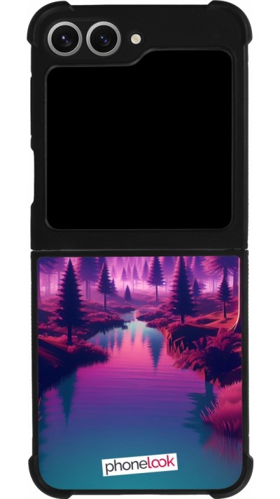 Samsung Galaxy Z Flip6 Case Hülle - Silikon schwarz Lila-rosa Landschaft