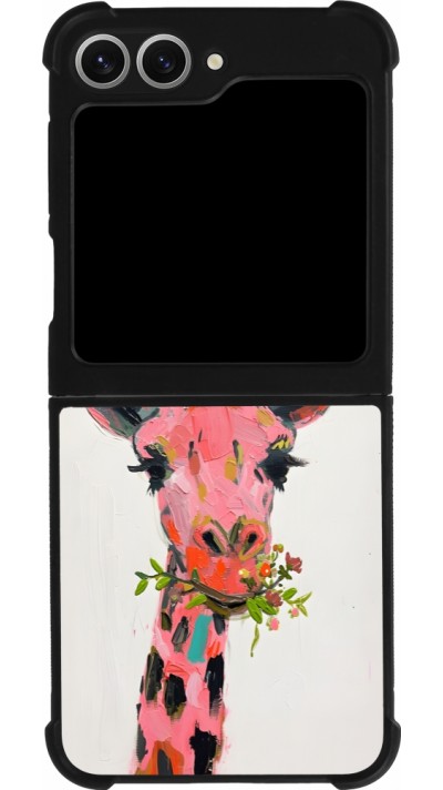 Coque Samsung Galaxy Z Flip6 - Silicone rigide noir Pink Girafe Paint