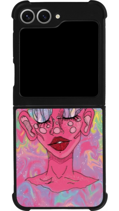 Samsung Galaxy Z Flip6 Case Hülle - Silikon schwarz Psychedelic pink mushroom