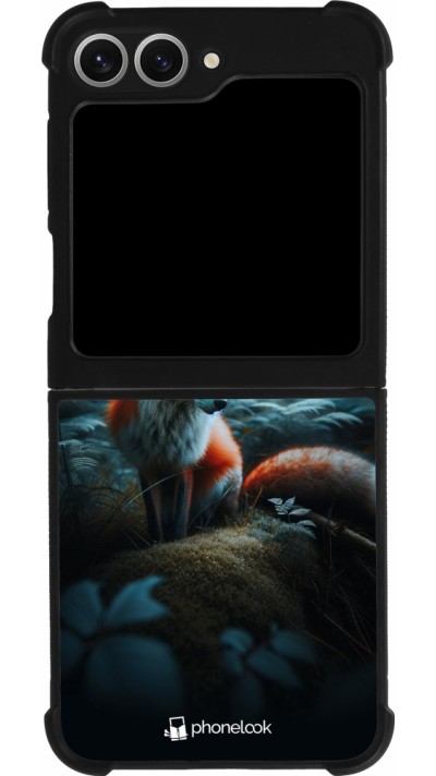 Samsung Galaxy Z Flip6 Case Hülle - Silikon schwarz Fuchs Mond Wald