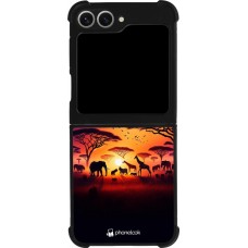 Samsung Galaxy Z Flip6 Case Hülle - Silikon schwarz Safari Sonnenuntergang Wildtiere