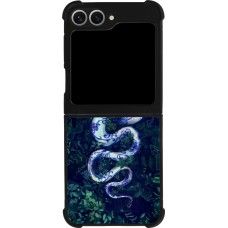 Samsung Galaxy Z Flip6 Case Hülle - Silikon schwarz Snake Blue Anaconda