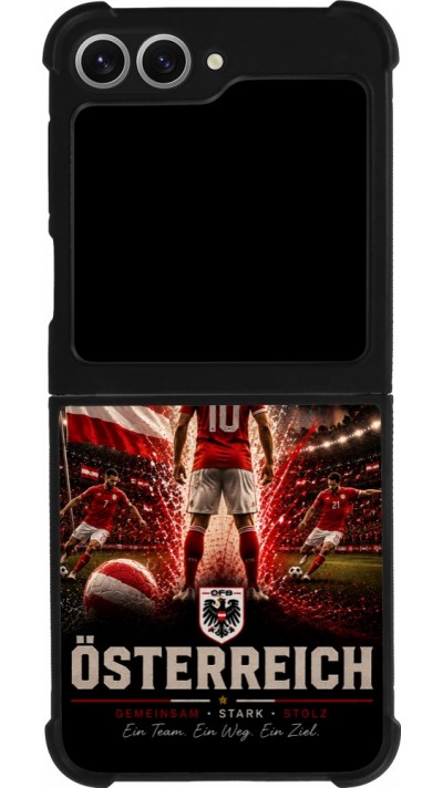 Coque Samsung Galaxy Z Flip6 - Silicone rigide noir Football Autriche splash 2026