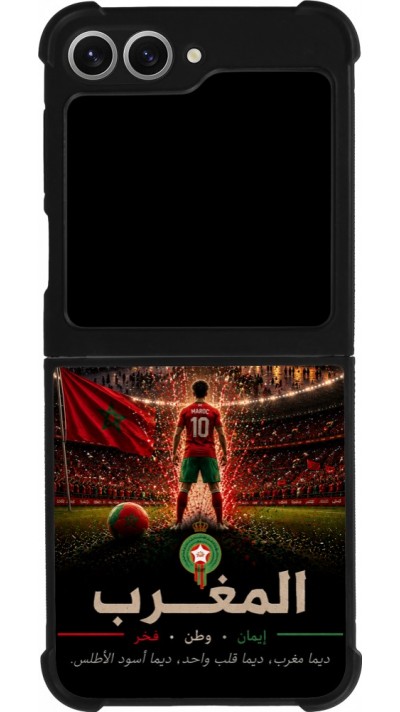 Coque Samsung Galaxy Z Flip6 - Silicone rigide noir Football Maroc splash 2026