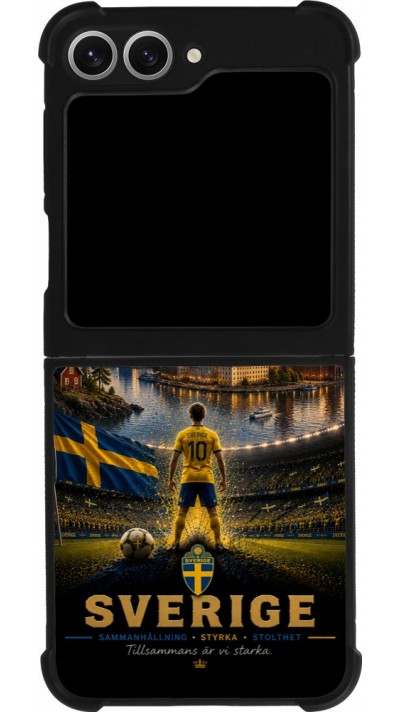 Coque Samsung Galaxy Z Flip6 - Silicone rigide noir Football Suède splash 2026