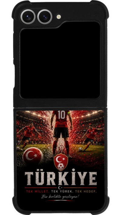 Coque Samsung Galaxy Z Flip6 - Silicone rigide noir Football Turquie splash 2026