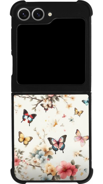 Samsung Galaxy Z Flip6 Case Hülle - Silikon schwarz Frühling 25 Leichte Schmetterlinge