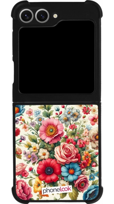 Coque Samsung Galaxy Z Flip6 - Silicone rigide noir Spring 25 printemps fleuri